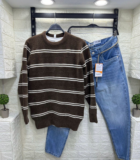 Men Stripped Slim Fit Sweater
