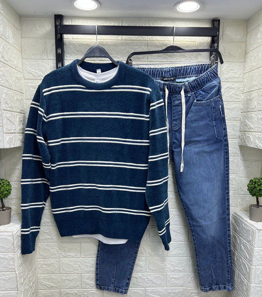 Men Stripped Slim Fit Sweater