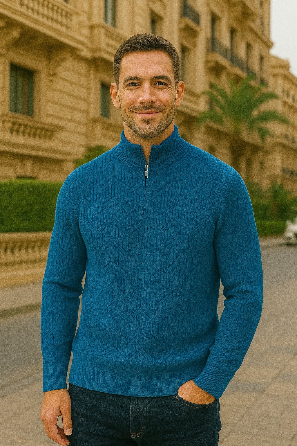 zipper basic sweater