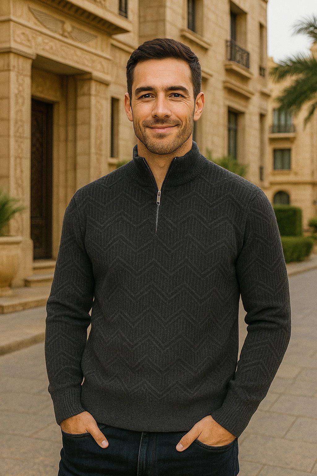 zipper basic sweater